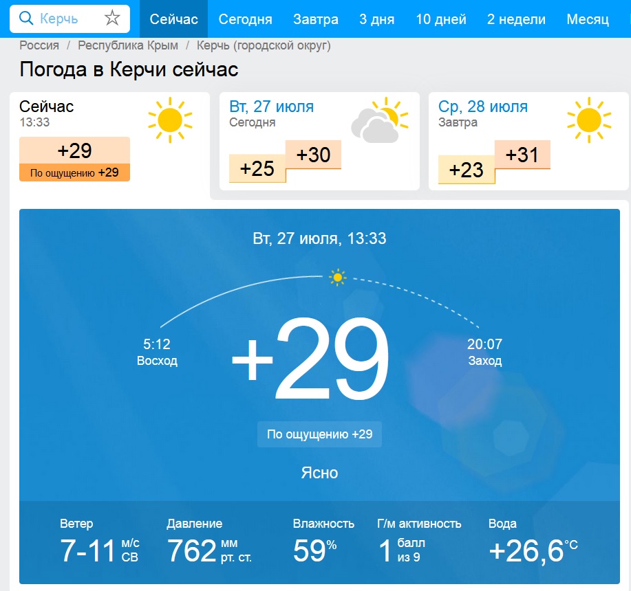 weather in crimea 27 07 2021